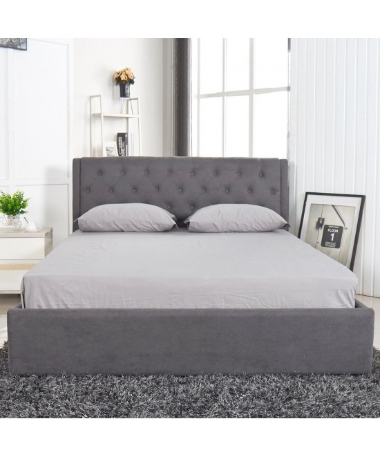 Κρεβάτι ArteLibre ASTER Σκούρο Γκρι Ύφασμα Με Αποθηκευτικό Χώρο 216x170.5x103cm (Στρώμα 160x200cm)