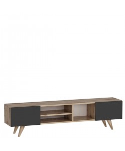Έπιπλο Τηλεόρασης ArteLibre SKOPELOS Καρυδιά/Μαύρο 160x30x40cm