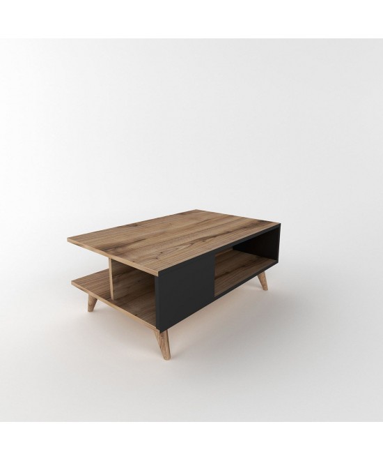 Τραπεζάκι Σαλονιού ArteLibre ALONISOS Καφέ/Μαύρο Μοριοσανίδα/Μελαμίνη 90x60x39cm