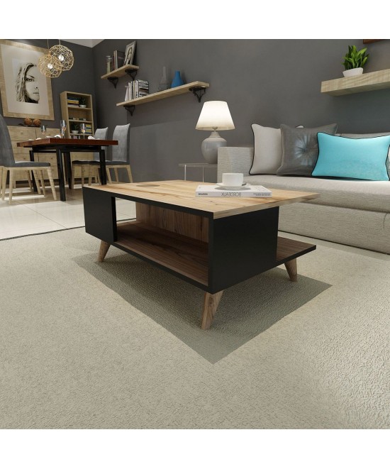 Τραπεζάκι Σαλονιού ArteLibre ALONISOS Καφέ/Μαύρο Μοριοσανίδα/Μελαμίνη 90x60x39cm