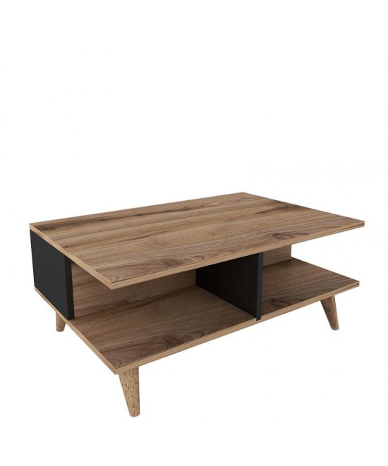 Τραπεζάκι Σαλονιού ArteLibre ALONISOS Καφέ/Μαύρο Μοριοσανίδα/Μελαμίνη 90x60x39cm