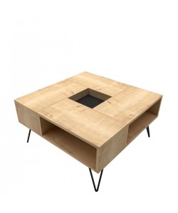 Τραπεζάκι Σαλονιού ArteLibre DONOUSA Δρυς/Μαύρο 80x80x38.6cm