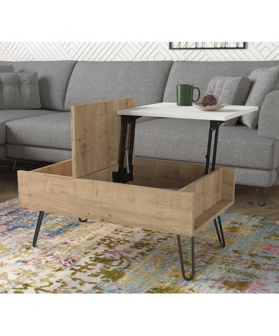 Τραπεζάκι Σαλονιού ArteLibre LIMNOS Φυσικό/Λευκό Μοριοσανίδα/Μελαμίνη 80x50x39cm