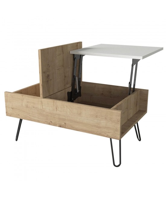 Τραπεζάκι Σαλονιού ArteLibre LIMNOS Φυσικό/Λευκό Μοριοσανίδα/Μελαμίνη 80x50x39cm