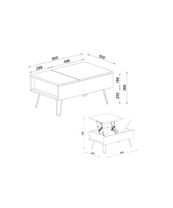 Τραπεζάκι Σαλονιού ArteLibre LIMNOS Φυσικό/Λευκό Μοριοσανίδα/Μελαμίνη 80x50x39cm