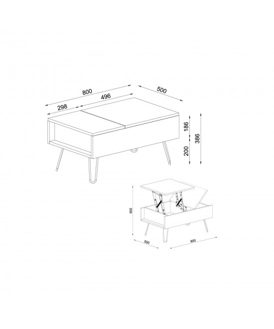Τραπεζάκι Σαλονιού ArteLibre LIMNOS Φυσικό/Λευκό Μοριοσανίδα/Μελαμίνη 80x50x39cm