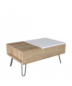 Τραπεζάκι Σαλονιού ArteLibre LIMNOS Φυσικό/Λευκό Μοριοσανίδα/Μελαμίνη 80x50x39cm