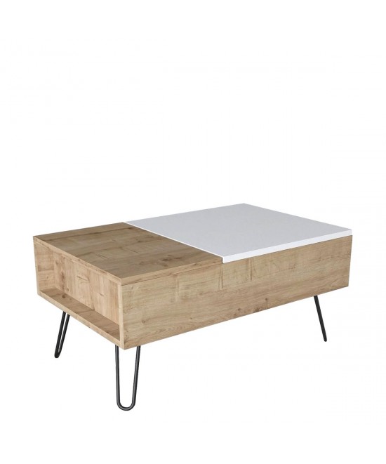 Τραπεζάκι Σαλονιού ArteLibre LIMNOS Φυσικό/Λευκό Μοριοσανίδα/Μελαμίνη 80x50x39cm