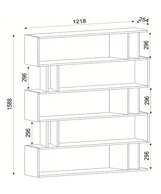 Βιβλιοθήκη ArteLibre Antipaxi Sonoma/Wenge Μοριοσανίδα/Μελαμίνη 122x26x159cm