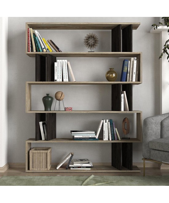 Βιβλιοθήκη ArteLibre Antipaxi Sonoma/Wenge Μοριοσανίδα/Μελαμίνη 122x26x159cm