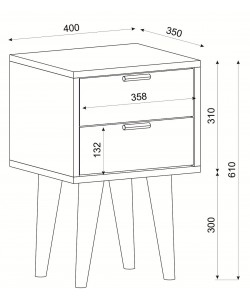 Κομοδίνο ArteLibre KITHIRA Φυσικό/Λευκό Μελαμίνη 40x35x61cm