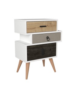 Κομοδίνο ArteLibre KIMOLOS Λευκό/Φυσικό/Καφέ 52x30x68cm