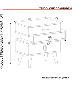 Κομοδίνο ArteLibre KIMOLOS Λευκό/Φυσικό/Καφέ 52x30x68cm