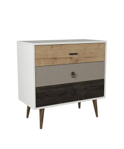 Συρταριέρα ArteLibre KIMOLOS Λευκό/Φυσικό/Καφέ 80x40x79cm