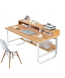 Γραφείο ArteLibre ALECTORIS Καφέ/Λευκό MDF/Μέταλλο 100x60x73cm