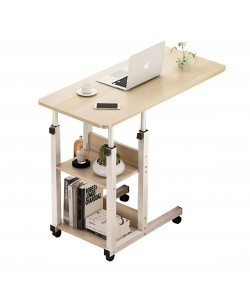 Γραφείο Λάπτοπ Βοηθητικό ArteLibre FRANCOLINUS Φυσικό/Λευκό MDF/Μέταλλο 60x40x68-85cm