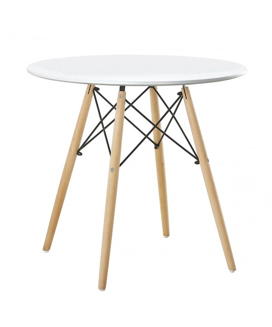 Τραπέζι ArteLibre RAPTOR Λευκό MDF/Ξύλο Φ80x74cm