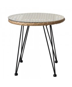 Τραπέζι Κήπου ArteLibre EUSEBIO Φυσικό/Μαύρο Μέταλλο/Rattan Φ45x40cm