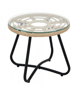 Τραπέζι Κήπου ArteLibre HOWARD Φυσικό/Μαύρο Μέταλλο/Rattan Φ45x40cm