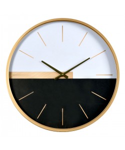 Ρολόι Τοίχου ArteLibre Μαύρο/Λευκό/Χρυσό Μέταλλο/MDF 60x60x6cm
