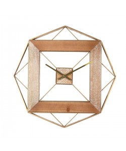 Ρολόι Τοίχου ArteLibre Χρυσό/Φυσικό Μέταλλο/MDF 51x51x4.5cm