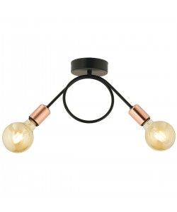 Φωτιστικό Κρεμαστό ArteLibre ZEYR Δίφωτο Μαύρο/Μπρονζέ Μέταλλο 45x30cm