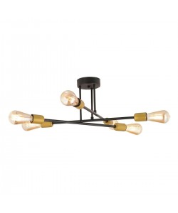 Φωτιστικό Κρεμαστό ArteLibre OCTO Πολύφωτο Μαύρο/Χρυσό Μέταλλο 55x23cm