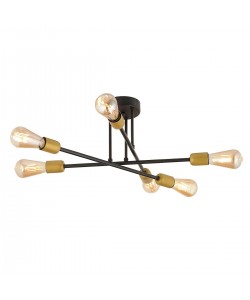 Φωτιστικό Κρεμαστό ArteLibre OCTO Πολύφωτο Μαύρο/Χρυσό Μέταλλο 55x23cm