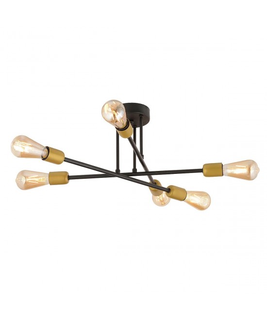 Φωτιστικό Κρεμαστό ArteLibre OCTO Πολύφωτο Μαύρο/Χρυσό Μέταλλο 55x23cm