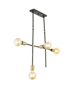 Φωτιστικό Κρεμαστό ArteLibre LU Πολύφωτο Μαύρο/Χρυσό Μέταλλο 78x82cm