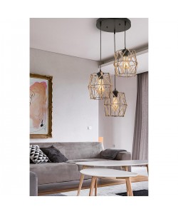 Φωτιστικό Κρεμαστό ArteLibre ANTH Τρίφωτο Μαύρο Μέταλλο 40x90cm