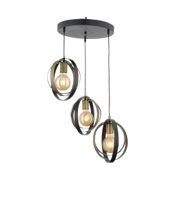 Φωτιστικό Κρεμαστό ArteLibre AVAN Τρίφωτο Μαύρο Μέταλλο 35x70cm