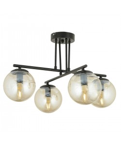 Φωτιστικό Κρεμαστό ArteLibre MAL Πολύφωτο Μαύρο Μέταλλο/Γυαλί 76x36cm