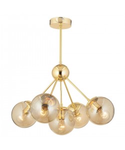 Φωτιστικό Κρεμαστό ArteLibre MEY Πολύφωτο Χρυσό/Μελί Μέταλλο/Γυαλί 59x64cm