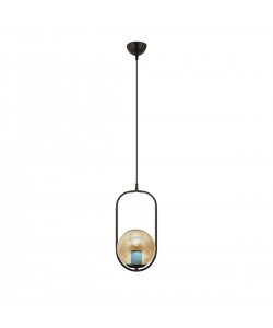 Φωτιστικό Κρεμαστό ArteLibre LORN Μαύρο/Μελί Μέταλλο/Γυαλί 17x105cm