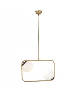 Φωτιστικό Κρεμαστό ArteLibre DRE Αντικέ/Λευκό Μέταλλο/Γυαλί 60x90cm