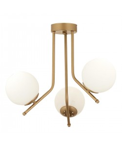 Φωτιστικό Κρεμαστό ArteLibre NID Τρίφωτο Αντικέ/Λευκό Μέταλλο/Γυαλί 58x55cm