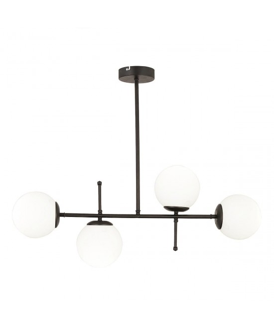 Φωτιστικό Κρεμαστό ArteLibre GUN Πολύφωτο Μαύρο/Λευκό Μέταλλο/Γυαλί 85x67cm