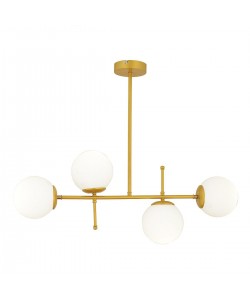 Φωτιστικό Κρεμαστό ArteLibre GUN Πολύφωτο Χρυσό/Λευκό Μέταλλο/Γυαλί 85x67cm