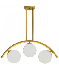 Φωτιστικό Κρεμαστό ArteLibre FRAL Τρίφωτο Αντικέ/Λευκό Μέταλλο/Γυαλί 60x60cm