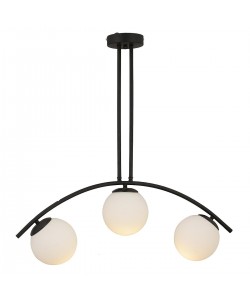 Φωτιστικό Κρεμαστό ArteLibre FRAL Τρίφωτο Μαύρο/Λευκό Μέταλλο/Γυαλί 60x60cm