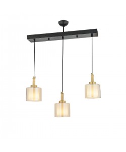Φωτιστικό Κρεμαστό ArteLibre ARMO Τρίφωτο Αντικέ/Μελί Μέταλλο/Γυαλί 50x70cm