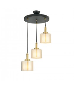 Φωτιστικό Κρεμαστό ArteLibre ARMO Τρίφωτο Αντικέ/Μελί Μέταλλο/Γυαλί 30x70cm