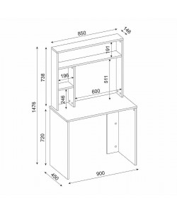 Γραφείο-Βιβλιοθήκη ArteLibre ARAGO Λευκό/Φυσικό Μοριοσανίδα/Μελαμίνη 90x45x148cm