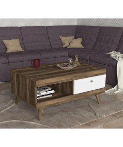 Τραπεζάκι Σαλονιού ArteLibre Hios Λευκό/Σκούρο Καφέ Μοριοσανίδα/Μελαμίνη 100x65x47cm