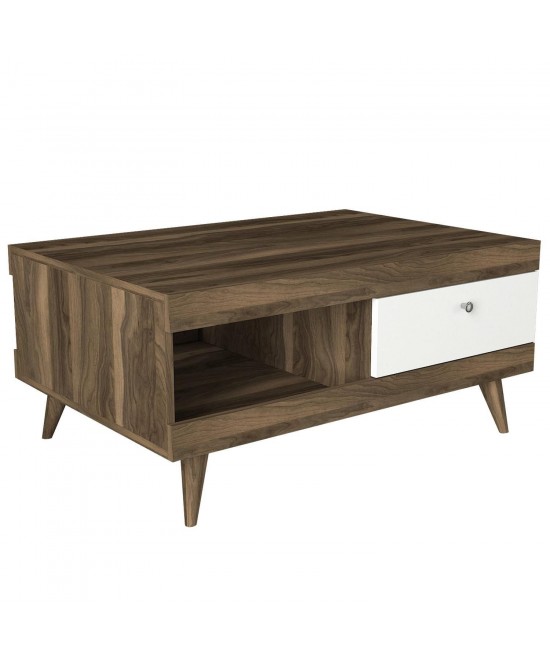 Τραπεζάκι Σαλονιού ArteLibre Hios Λευκό/Σκούρο Καφέ Μοριοσανίδα/Μελαμίνη 100x65x47cm