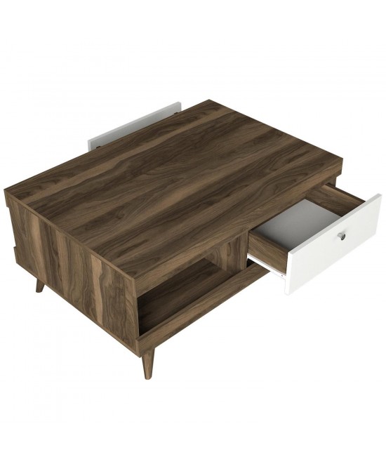 Τραπεζάκι Σαλονιού ArteLibre Hios Λευκό/Σκούρο Καφέ Μοριοσανίδα/Μελαμίνη 100x65x47cm