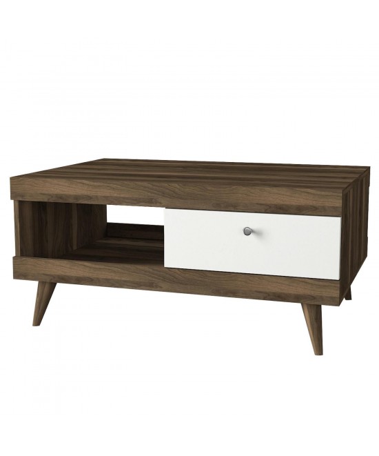 Τραπεζάκι Σαλονιού ArteLibre Hios Λευκό/Σκούρο Καφέ Μοριοσανίδα/Μελαμίνη 100x65x47cm