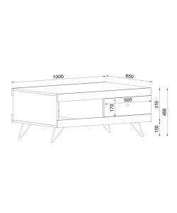Τραπεζάκι Σαλονιού ArteLibre Hios Λευκό/Σκούρο Καφέ Μοριοσανίδα/Μελαμίνη 100x65x47cm