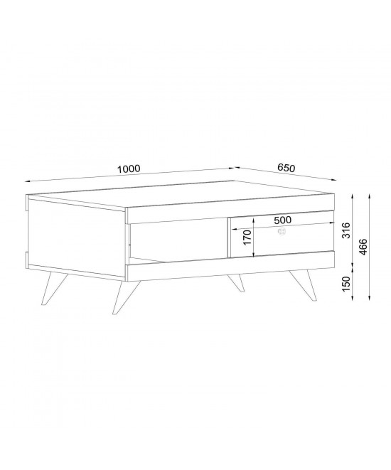 Τραπεζάκι Σαλονιού ArteLibre Hios Λευκό/Σκούρο Καφέ Μοριοσανίδα/Μελαμίνη 100x65x47cm